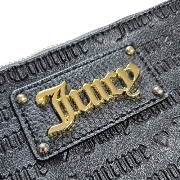 Juicy Couture Furget Me Not wristlet black heart and soul debossed - Picture 2 of 7